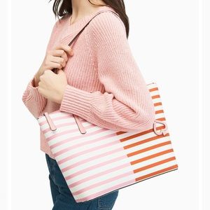NWT Kate Spade Zina Large Stripe Multi Tote
